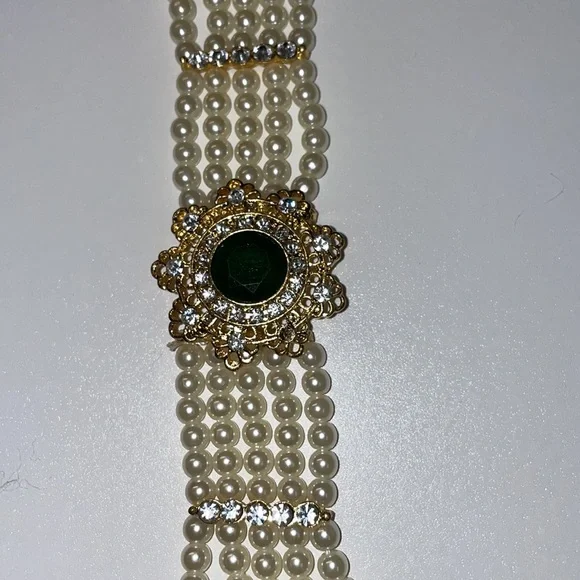 VINTAGE 3 pieces pcs Hand crafted festive necklace mother of pearl